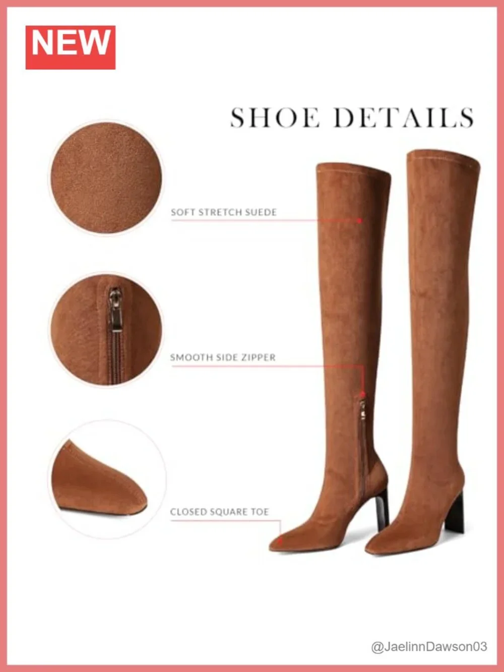 Over the Knee Suede Boots Square Toe Chunky Heel Side Zip Stretch